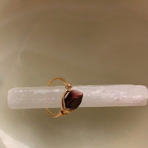 Gold Mookaite crystal ring